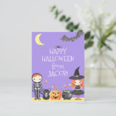 Leuke Waterverf Halloween Kostuum Kinder Briefkaart (Staand voorkant)