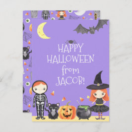 Leuke Waterverf Halloween Kostuum Kinder Briefkaart