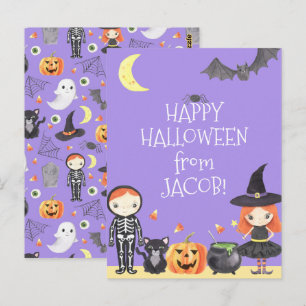 Leuke Waterverf Halloween Kostuum Kinder Briefkaart