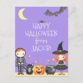Leuke Waterverf Halloween Kostuum Kinder Briefkaart (Voorkant)