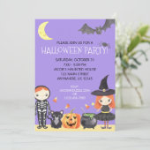 Leuke Waterverf Halloween Kostuum Kinder Kaart (Staand voorkant)