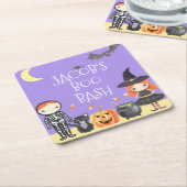 Leuke Waterverf Halloween Kostuum Kinder Kartonnen Onderzetters (Schuin)