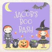 Leuke Waterverf Halloween Kostuum Kinder Kartonnen Onderzetters (Voorkant)