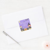 Leuke Waterverf Halloween Kostuum Kinder Vierkante Sticker (Envelop)