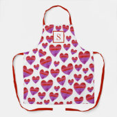 Leuke Waterverf Hart Patroon Monogram Keuken Schort (Voorkant)