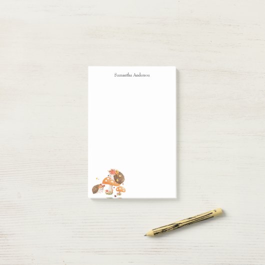 Leuke Waterverf Hedgehog gepersonaliseerd Post-it® Notes (Op bureau)