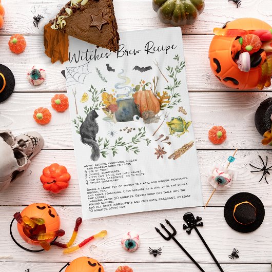 Leuke Waterverf heksen brouwrecept Halloween Theedoek