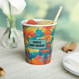 Leuke waterverf herfst herfst baby shower papieren bekers