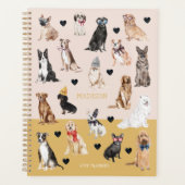 Leuke Waterverf Hondenpuppy Patroon Gepersonalisee Planner (Voorkant)