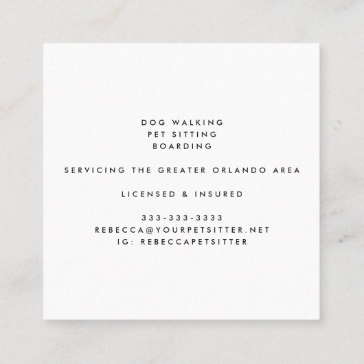 Leuke Waterverf Huisdieren Honden Katten Sitter Ho Vierkante Visitekaartje (Achterkant)