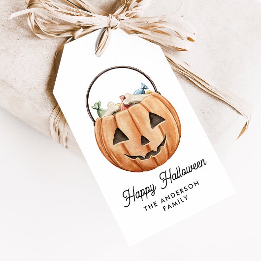 Leuke Waterverf Jack-O-Lantern Halloween Cadeaulabel