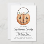 Leuke Waterverf Jack-O-Lantern Halloween Party Kaart (Voorkant)