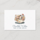 Leuke Waterverf Kind Baby Sitter Visitekaartje (Voorkant)