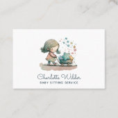 Leuke Waterverf Kind Baby Sitter Visitekaartje (Voorkant)