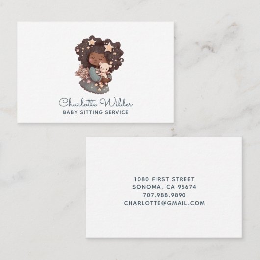 Leuke Waterverf Kind Baby Sitter Visitekaartje (Voorkant / Achterkant)