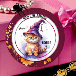 Leuke Waterverf Kitten Happy Halloween Sticker