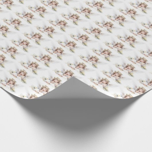 Leuke Waterverf kleine engel meisje lezen Cadeaupapier (Hoek)