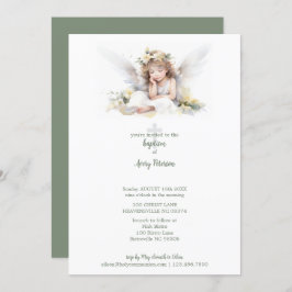 Leuke Waterverf Kleine Meisje Engel Cross Doop Kaart