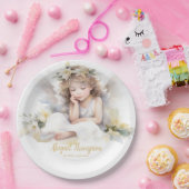 Leuke Waterverf Kleine Meisje Engel Religious Papieren Bordje (Feest)