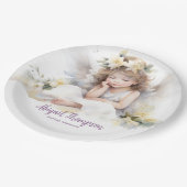 Leuke Waterverf Kleine Meisje Engel Religious Papieren Bordje (Gekanteld)