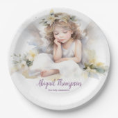 Leuke Waterverf Kleine Meisje Engel Religious Papieren Bordje (Voorkant)