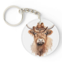 Leuke waterverf koe met een pet