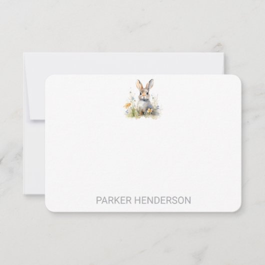 Leuke Waterverf Konijnenkonijn Kinder briefpapier Bedankkaart (Voorkant)