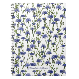Leuke Waterverf korenbloemen monogram Notitieboek