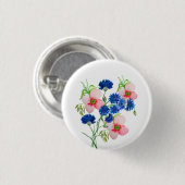 Leuke waterverf korenbloemen ronde button 3,2 cm (Voorkant /achterkant)