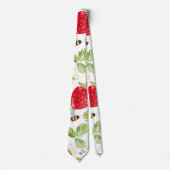 Leuke Waterverf Kunst Aardbei en Bijenpatroon Stropdas (Voorkant)