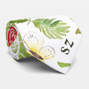 Leuke Waterverf Kunst Aardbei en Bijenpatroon Stropdas