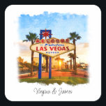 Leuke Waterverf Las Vegas Sign Wedding Vierkante Sticker<br><div class="desc">Deze leuke waterverf Las Vegas teken stickers zijn ideaal voor gunst versieringen of envelope zegels voor bruiloften in Las Vegas,  of,  een casinothema bruiloft.</div>