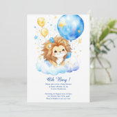 Leuke Waterverf Leeuw Baby shower Invitation Kaart (Staand voorkant)
