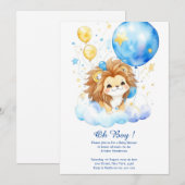 Leuke Waterverf Leeuw Baby shower Invitation Kaart (Voorkant / Achterkant)