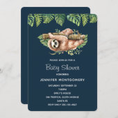 Leuke Waterverf luiaard & tropische bladeren douch Kaart (Voorkant / Achterkant)