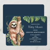 Leuke Waterverf luiaard & tropische bladeren douch Kaart (Voorkant / Achterkant)