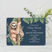 Leuke Waterverf luiaard & tropische bladeren douch Kaart (Staand voorkant)