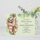 Leuke Waterverf luiaard & tropische bladeren douch Kaart (Staand voorkant)