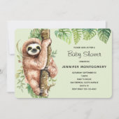 Leuke Waterverf luiaard & tropische bladeren douch Kaart (Voorkant)