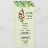 Leuke Waterverf luiaard & tropische bladeren Menu Kaart (Voorkant / Achterkant)