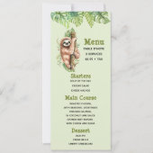 Leuke Waterverf luiaard & tropische bladeren Menu Kaart (Voorkant)