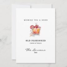 Leuke Waterverf Old Fashioned Cocktail Kerstmis