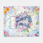 Leuke Waterverf Olifant met bloemetjes Fleece Deken (Voorkant (Horizontaal))