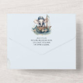 Leuke Waterverf Olifant nautische thema baby showe All In One Uitnodiging (Achterkant)