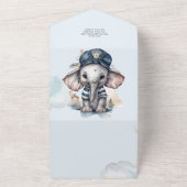 Leuke Waterverf Olifant nautische thema baby showe All In One Uitnodiging (Buitenkant)