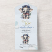 Leuke Waterverf Olifant nautische thema baby showe All In One Uitnodiging (Binnen)