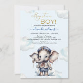 Leuke Waterverf Olifant nautische thema baby showe Kaart (Voorkant)