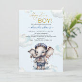 Leuke Waterverf Olifant nautische thema baby showe Kaart (Staand voorkant)