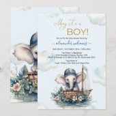 Leuke Waterverf Olifant nautische thema baby showe Kaart (Voorkant / Achterkant)