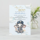 Leuke Waterverf Olifant nautische thema baby showe Kaart (Staand voorkant)